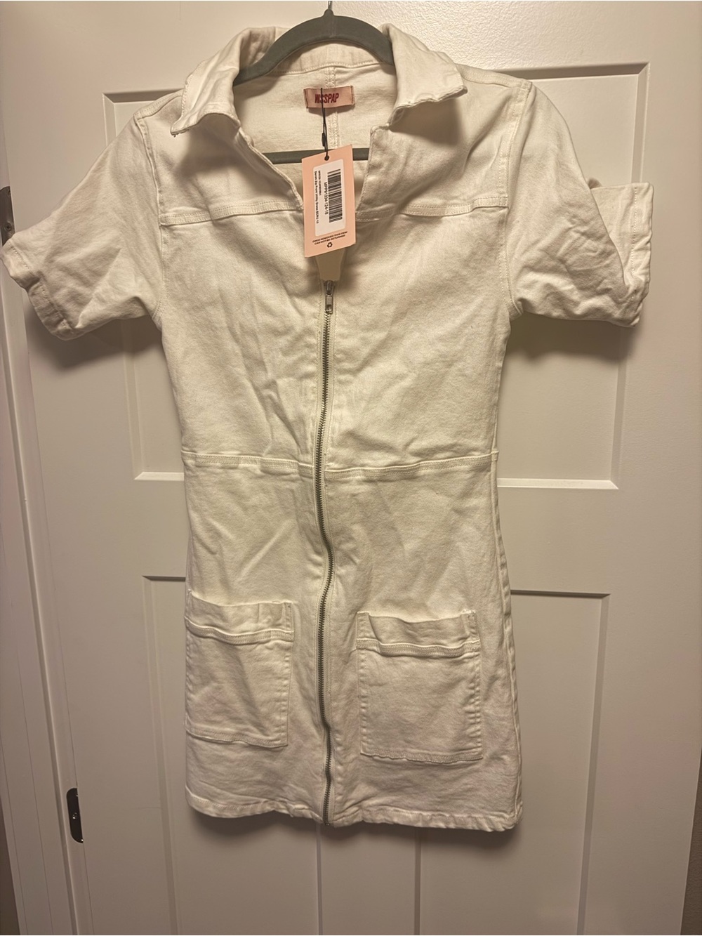 White Zip-Front Women's Dress